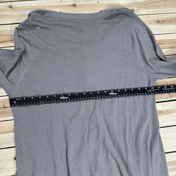 LOGO Gray Cashmere Blend Lace Trim Cardigan Sweater Size L Lagenlook Cabincore - Picture 7 of 8